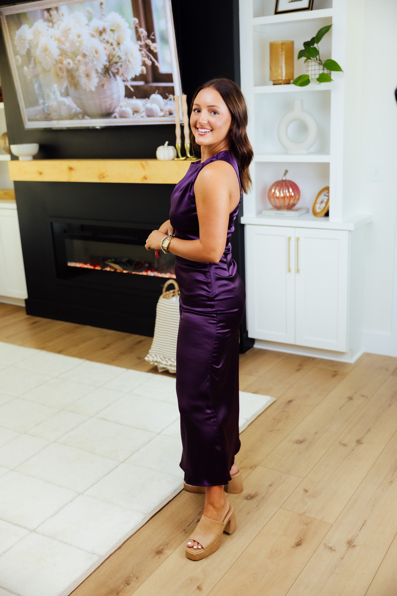 Plum Twisted Midi Dress